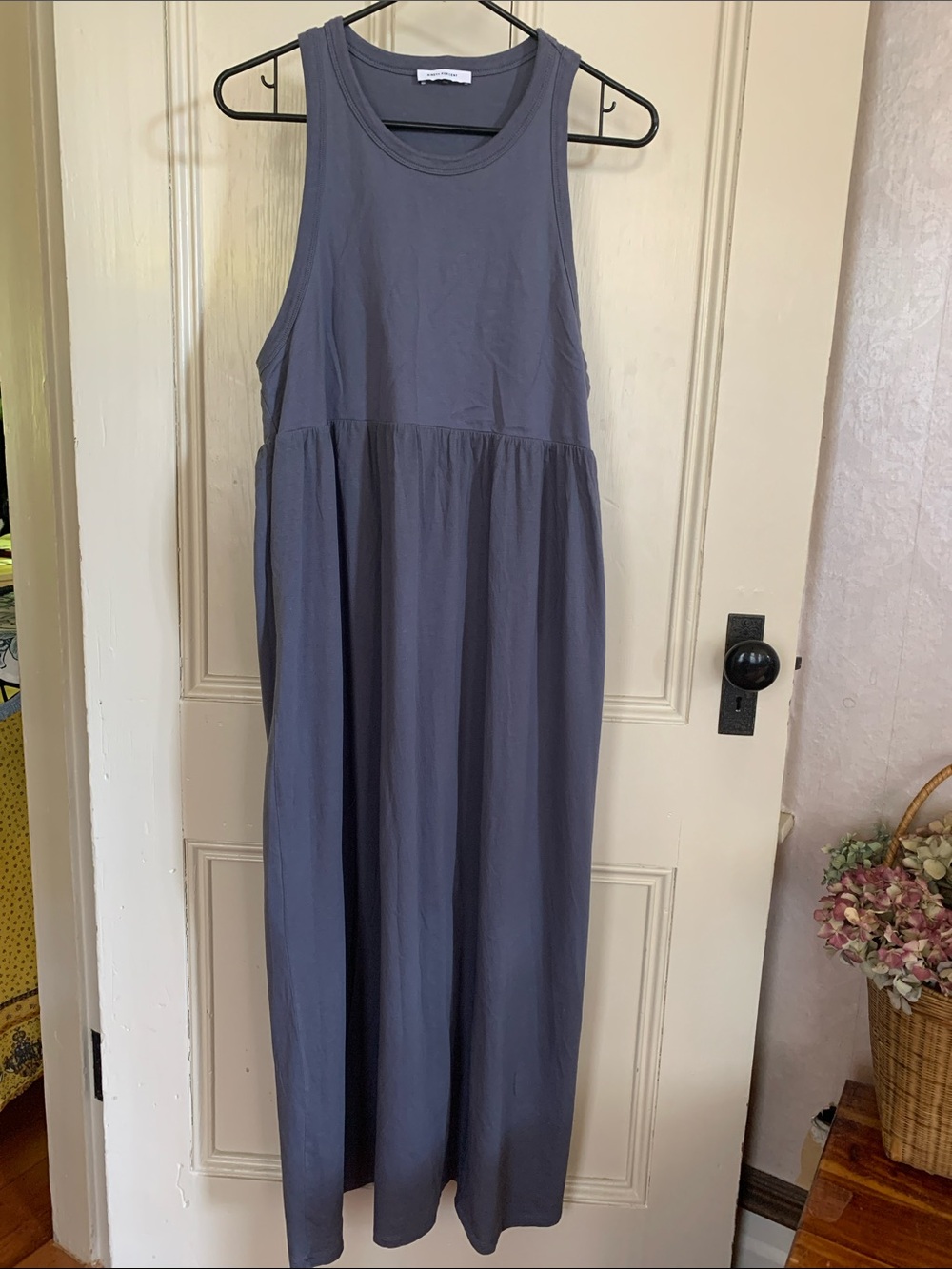 Organic Cotton Sleeveless Maxi Dress in blue Sz M